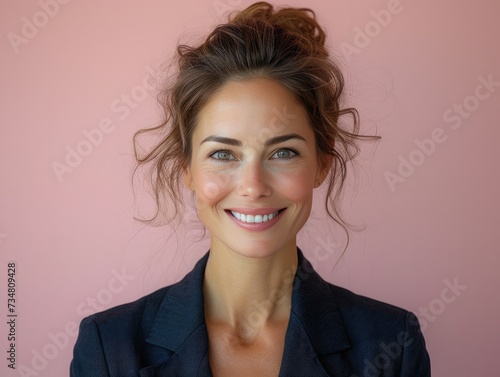 Portrait of older smiling caucasian businessman with suit in professional studio background