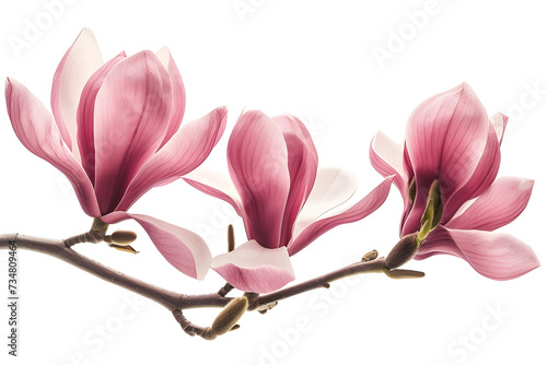 Magnolia blooms with petals isolated on white background © Oksana