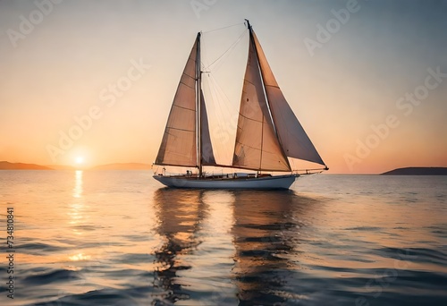 yacht at sunset Generated with AI.