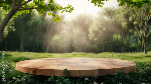 Tree Table wood Podium in farm display for food  perfume  and other products on nature background