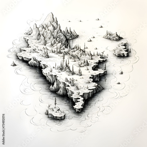 whimsical island illustration – fantasy world-making maps (generative AI)
