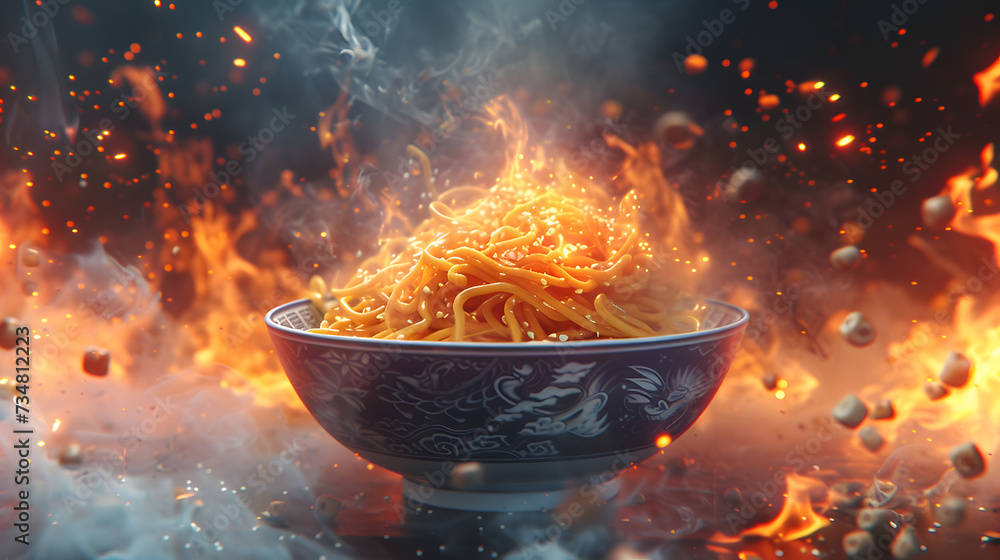 Fried hot noodles in bowl. Pad Thai street fast food Fried hot noodles in bowl. Pad Thai street fast food