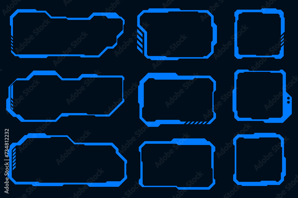 Obraz premium Vector technology futuristic frame element. HUD sci-fi square shape design.