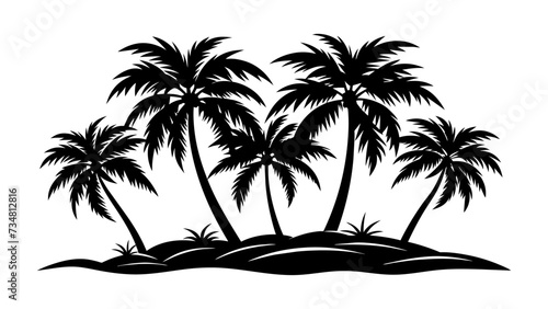 Silhouette of palm trees. Vector tropical palm trees