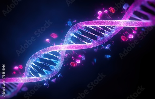 3d illustration of dna gene model Science background with superior dna structure Closeup © candra