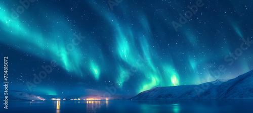 Northern lights or Aurora borealis in the sky - Tromso  Norway
