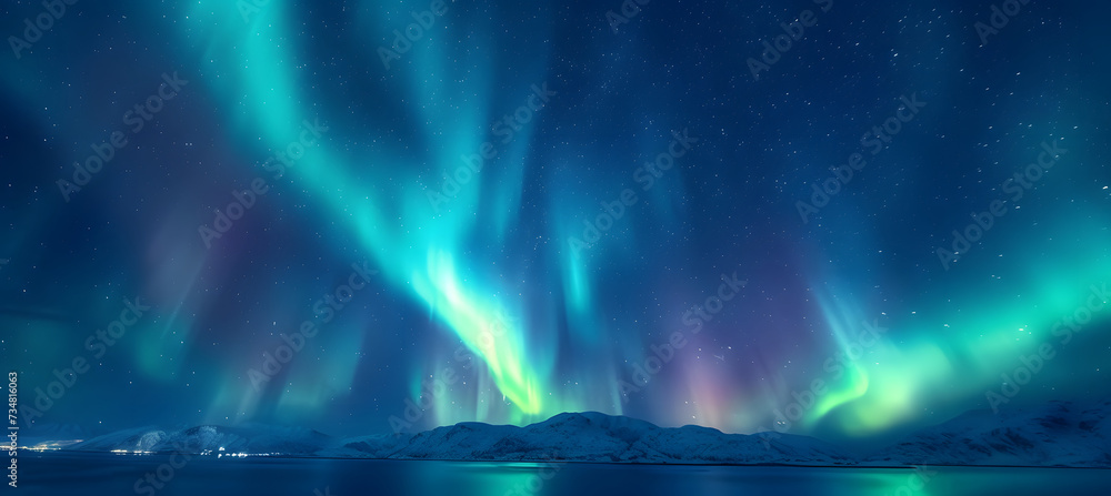 Northern lights or Aurora borealis in the sky - Tromso, Norway