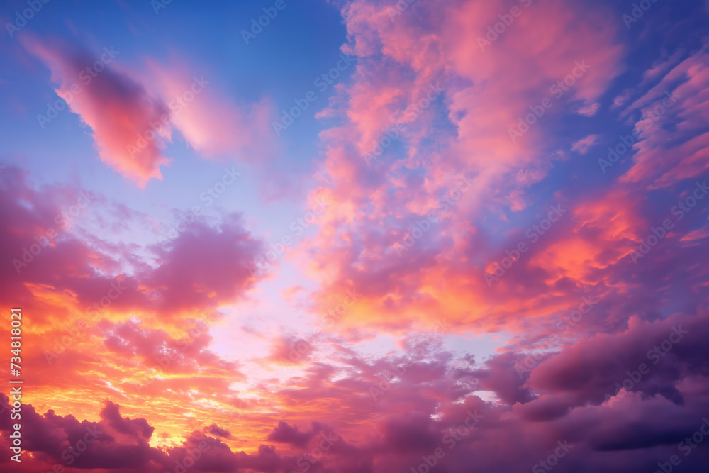 beautiful sunset sky with pink clouds for abstract background