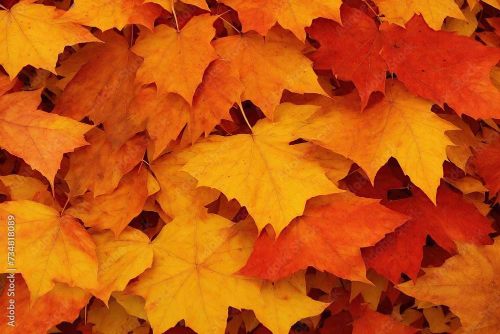 orange and yellow tone autumn leaves background