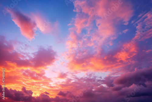 beautiful sunset sky with pink clouds for abstract background