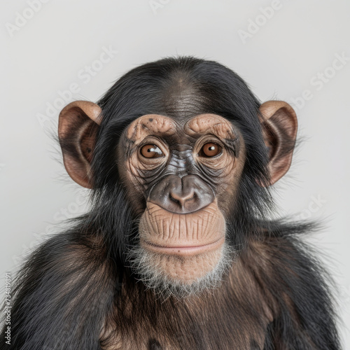Portrait of a chimpanzee, isolated on white background © Teppi