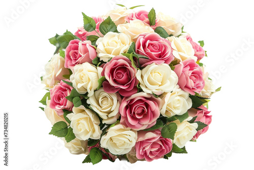 Beautiful Bouquet of Bright White and Pink Rose Flowers on Transparent Background © Rehan
