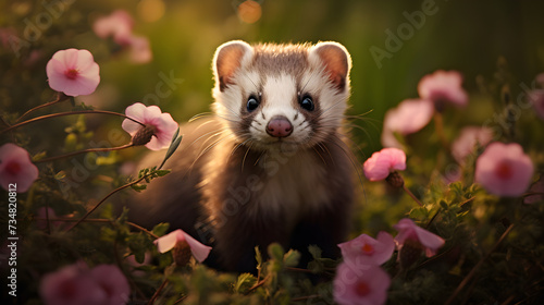 Curious Ferret Frolic: A Captivating Image of a Playful Ferret in a Natural Setting.