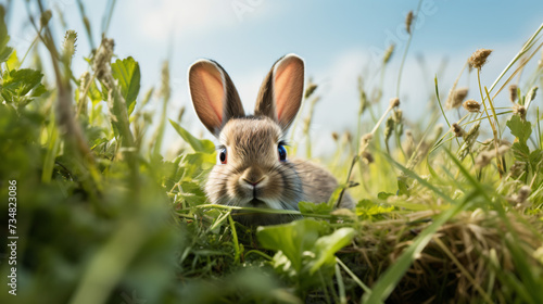 Easter bunny in the grass © Hassan