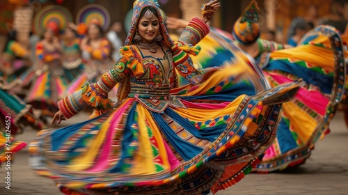 Ornate Costumes and Swirling Movements: Navratri Dance Festival Celebration
