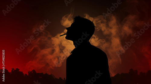 Silhouette of a smoking man
