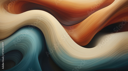 Composición abstracta, ondas azul y naranja, fondo texturizado