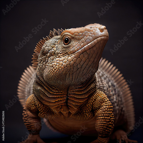 Majestic Armadillo Lizard Portrait on Dark Studio Background photo