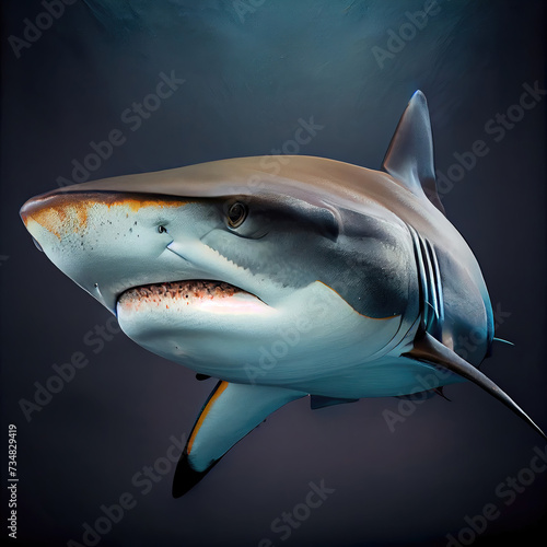 Caribbean Reef Shark Portrait with Artistic Studio Lighting