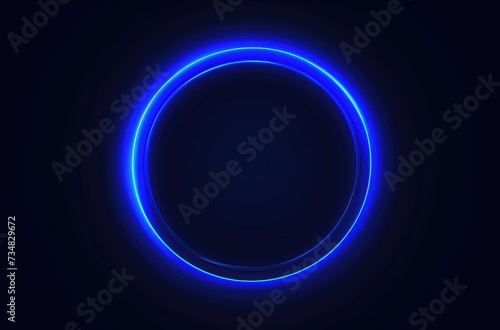 Blue Neon Glowing Circle on a Dark Background
