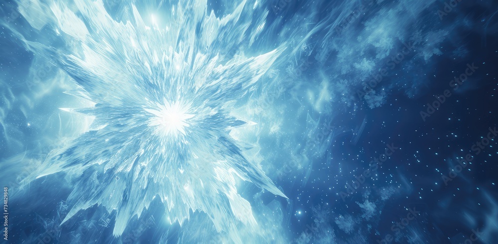Obraz premium Abstract Blue Ice Crystal Explosion Background
