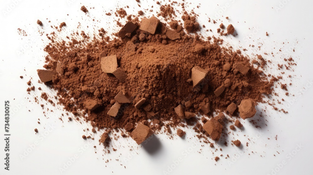 Delicately scattered chocolate biscuit crumbs: minimalist composition, top-down perspective Delicately scattered chocolate biscuit crumbs: minimalist composition, top-down perspective