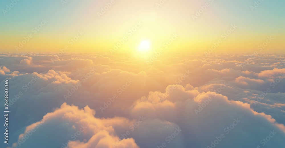 Majestic Sunrise Over Soft Cloudscape From Above