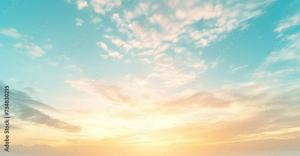 Serene Sunrise Sky with Clouds and Light Rays