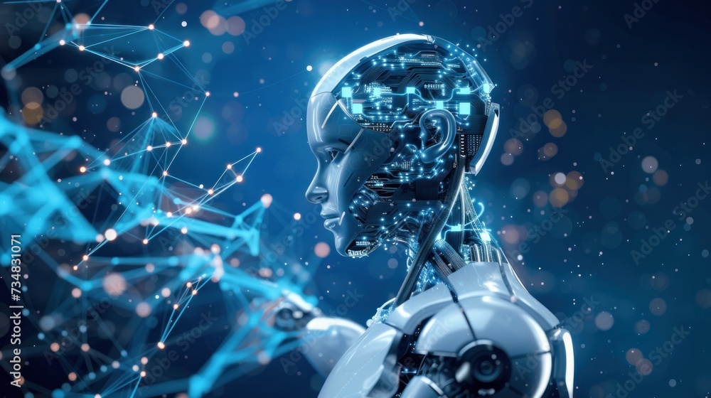 Fototapeta premium AI in Healthcare. DNA double helix intertwined with digital AI elements
