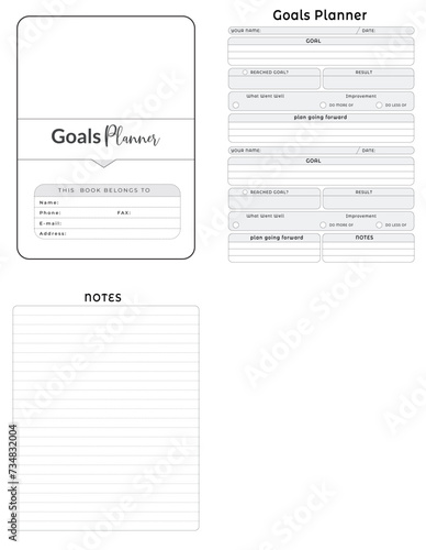 Editable Goals Planner Kdp Interior printable template Design.