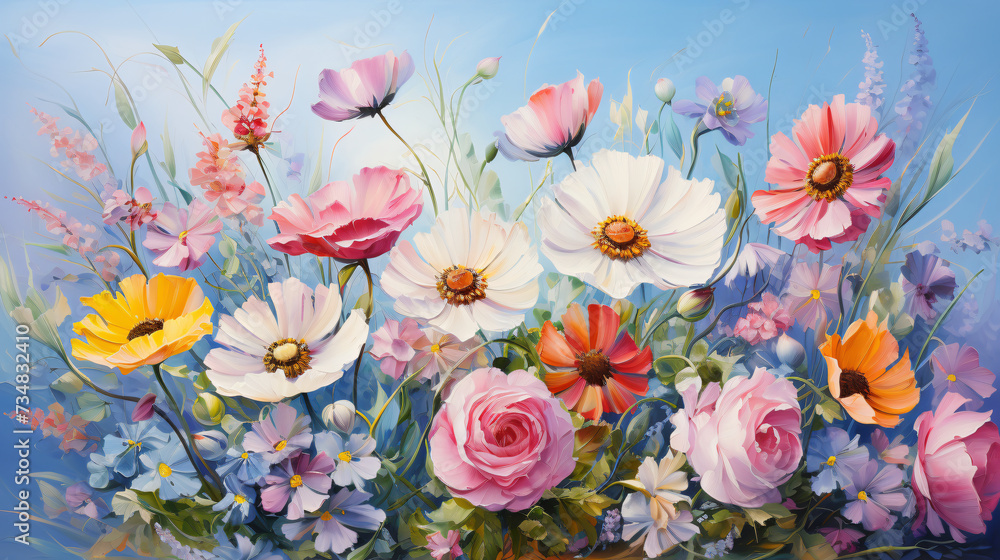 Delicate flower oil painting in full bloom