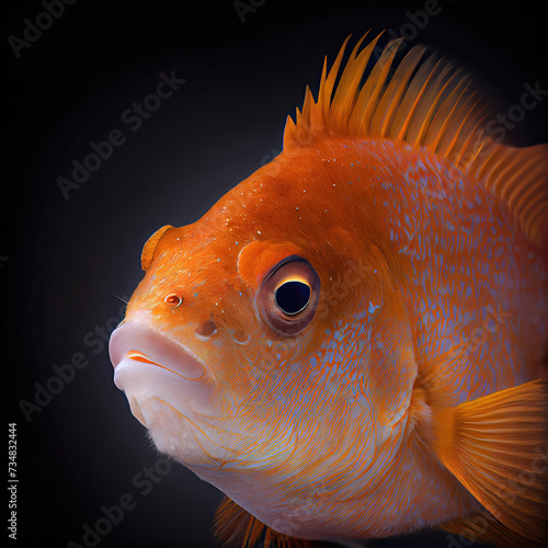 Arty Orange Roughy Portrait with Artistic Studio Background photo