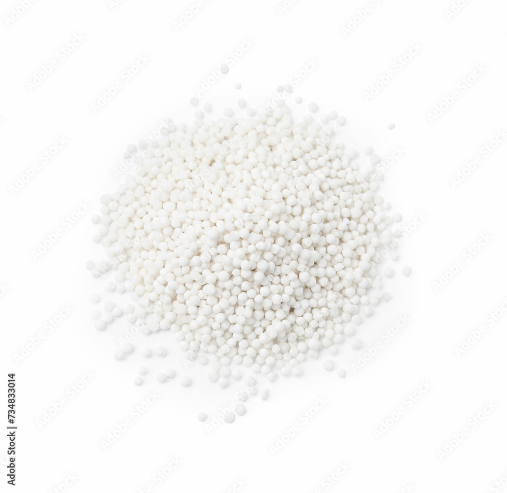 Pile of tapioca pearls isolated on white, top view Pile of tapioca pearls isolated on white, top view