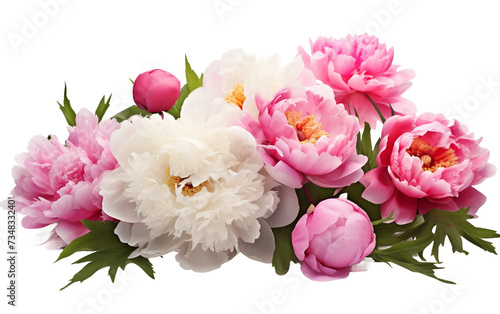 Dreamy Pink Peony Blossoms in Soft Focus Isolated on Transparent Background PNG.