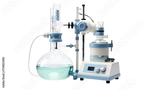 Advanced Rotary Evaporator with Flask and Condenser Isolated on Transparent Background PNG.