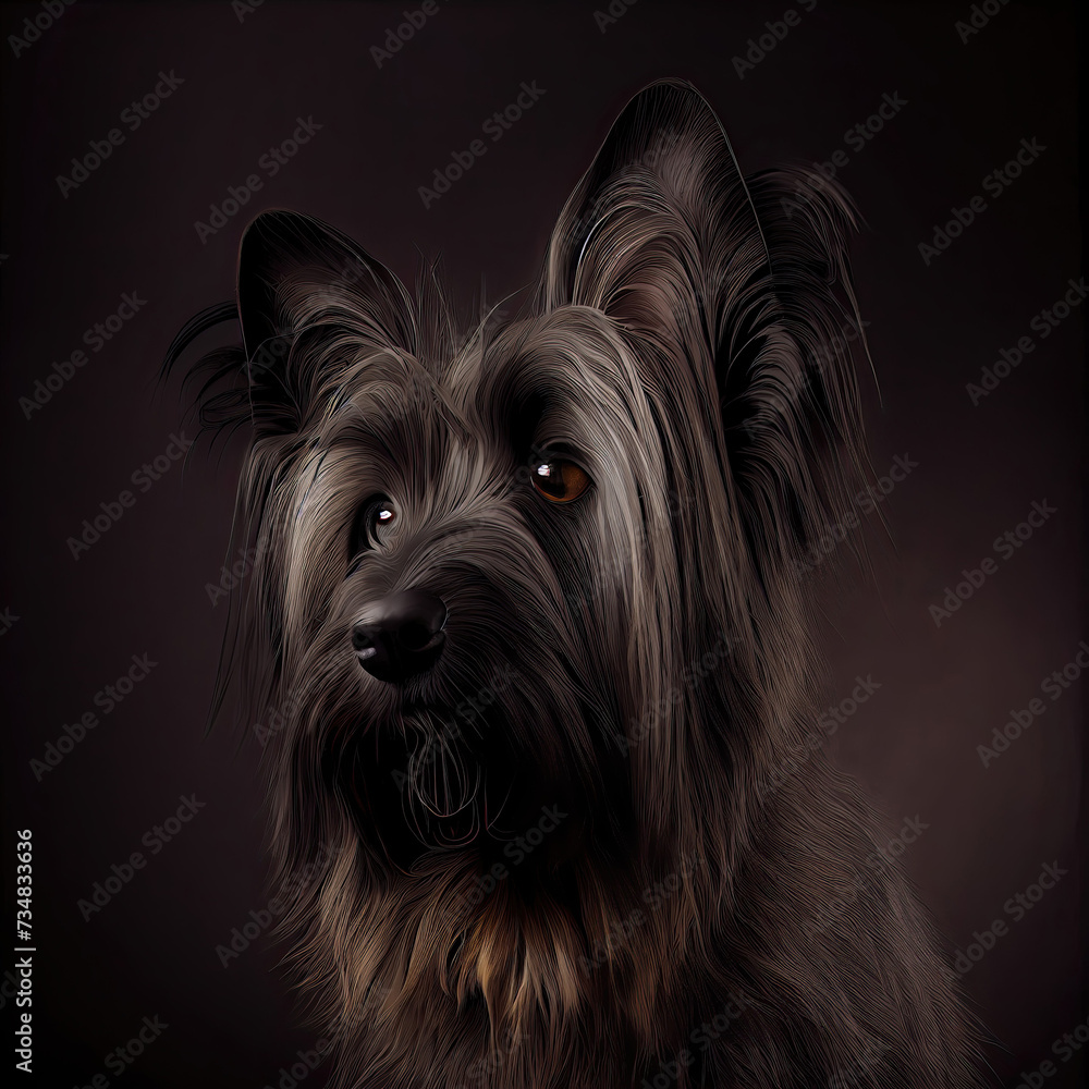 Elegant Skye Terrier Portrait in Professional Studio Setting