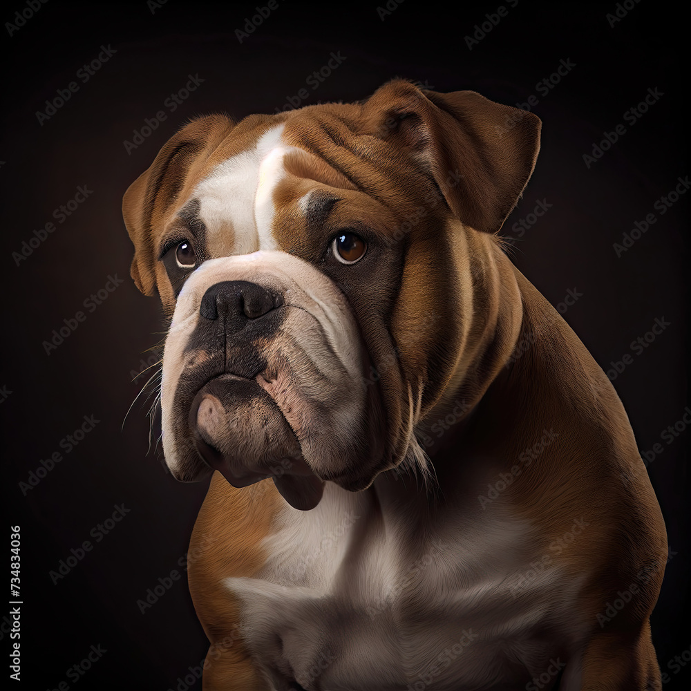 Expressive Bulldog Portrait in Professional Studio Setting