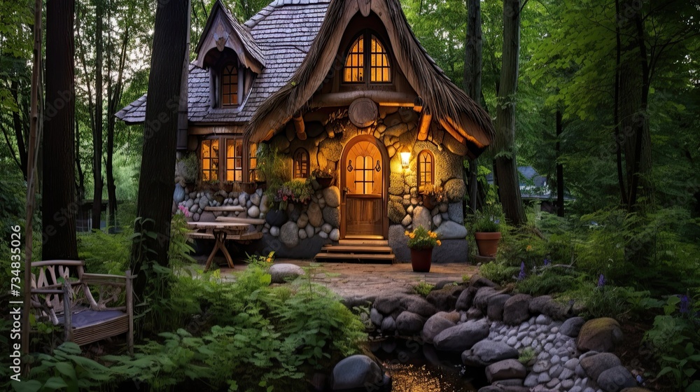 small cottage in woods