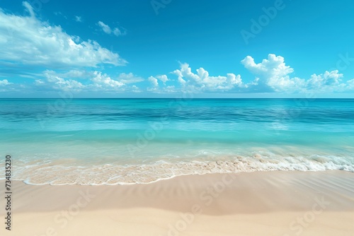 summer beach and blue ocean with sky