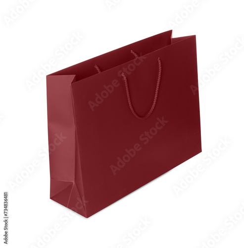 One red shopping bag isolated on white