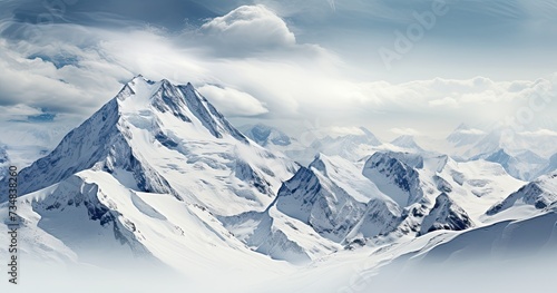 Mountains peaks crowned with snow © neirfy