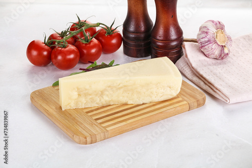 Piece Italian hard parmesan cheese