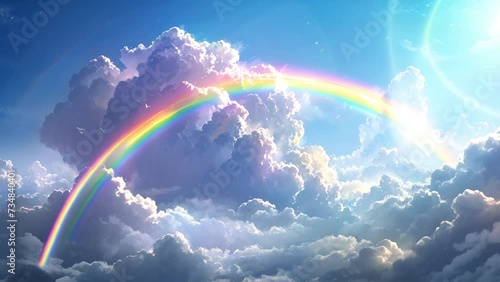 虹が架かる空の背景素材,Generative AI  photo