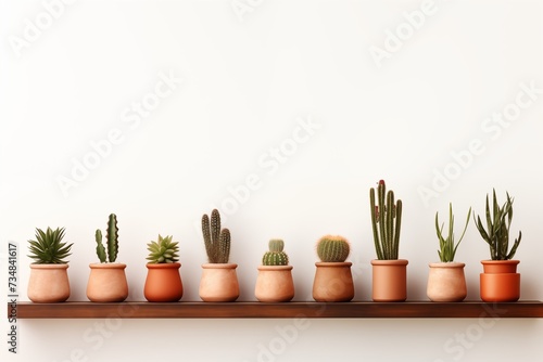 Wallpaper Mural AI generated illustration of assorted cacti elegantly showcased on a shelf Torontodigital.ca