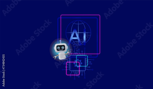 3d chatbot. Artificial intelligence in science, business, technology and engineering medicine. Vector image, space for copying