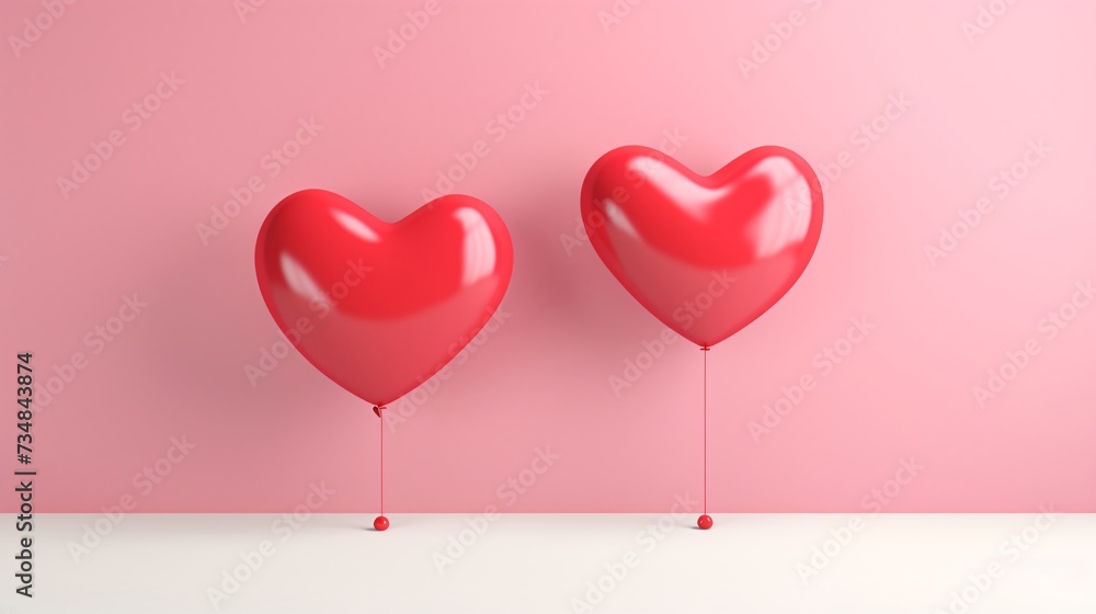 two red balloons in the shape of a heart
