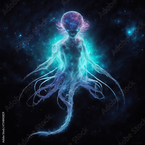 Energy image of an alien in space.
