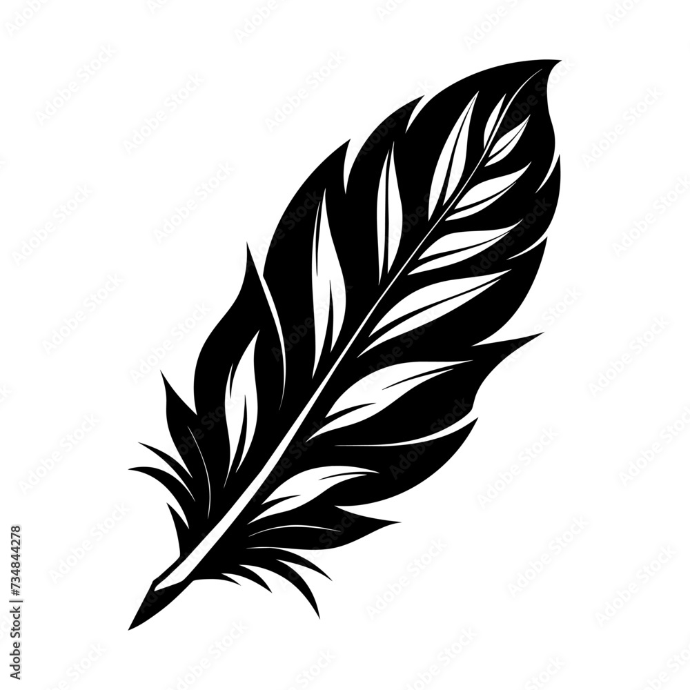Obraz premium Feather silhouette. Vector black feather