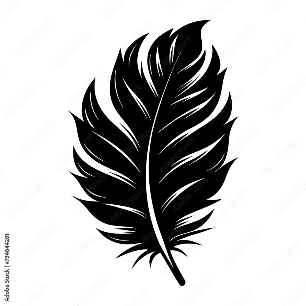 Obraz premium Feather silhouette. Vector black feather