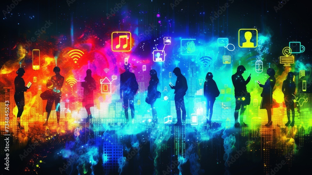 Glowing Social Media Interface: Urban Professionals